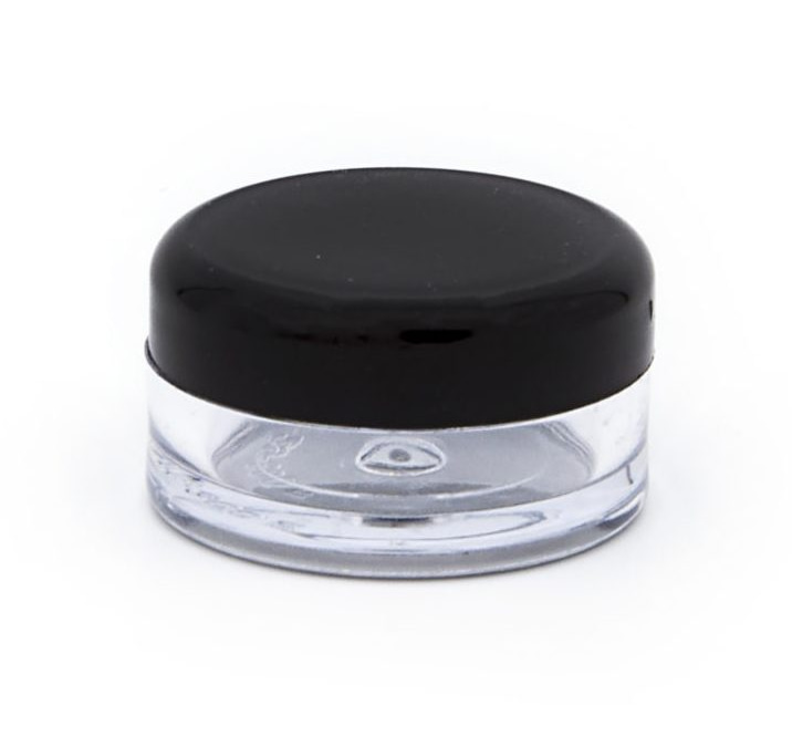 SKU16114 3ml round clear jar with black lid single full1 NEW