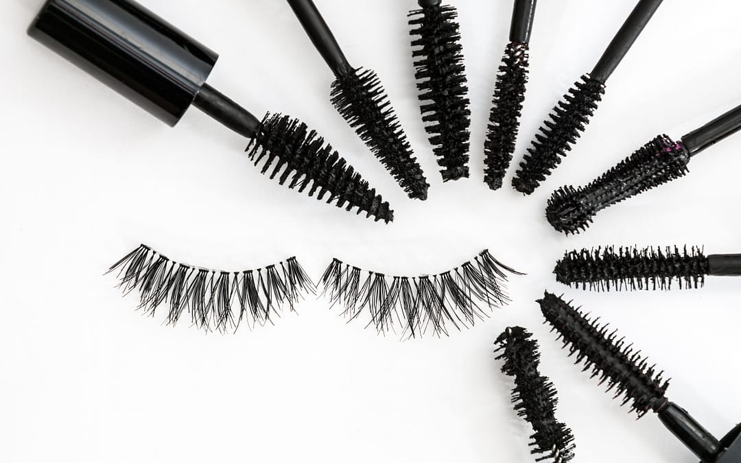 collection of a mascara brushes on white background. each one is shot separately